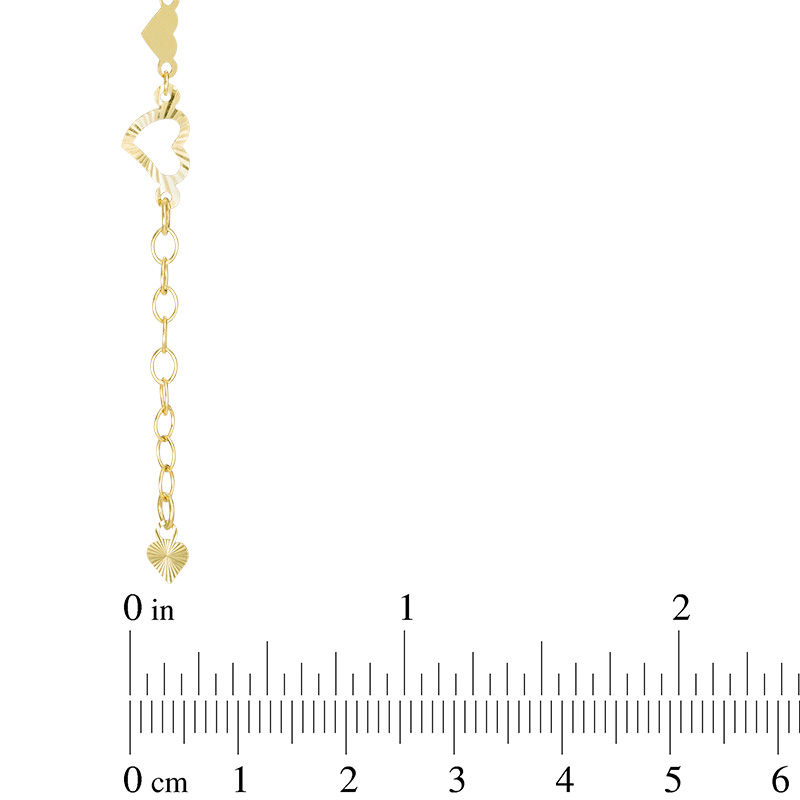 Main Image 2 of Alternating Heart Pattern Anklet in 14K Gold - 10"