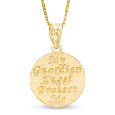Guardian Angel Disc Pendant in 10K Gold 