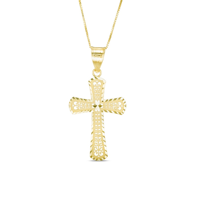Main Image 1 of Filigree Cross Pendant in 10K Gold