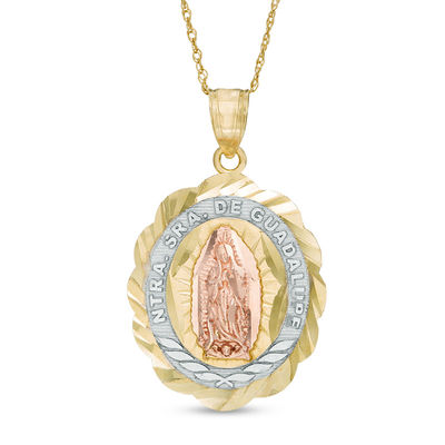 Oval Diamond-Cut Our Lady of Guadalupe Pendant in 10K Gold