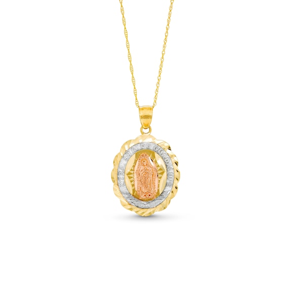 Oval Diamond-Cut Our Lady of Guadalupe Pendant in 10K Gold