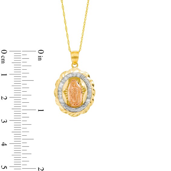 Oval Diamond-Cut Our Lady of Guadalupe Pendant in 10K Gold