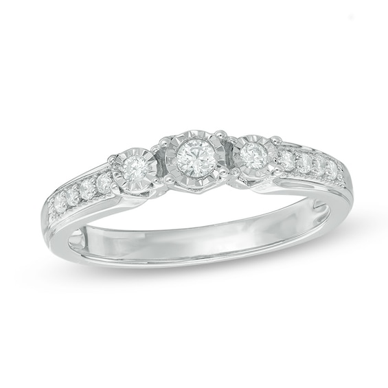 1/5 CT. T.w. Diamond Three Stone Engagement Ring in Sterling Silver