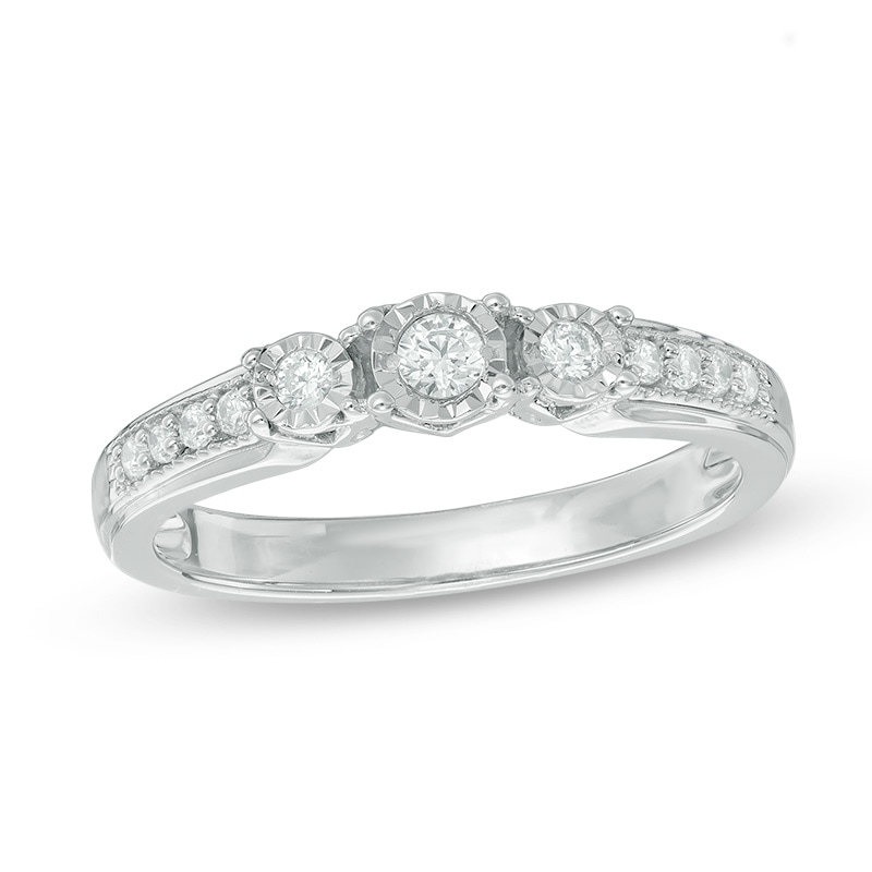 Main Image 1 of 1/5 CT. T.W. Diamond Three Stone Engagement Ring in Sterling Silver