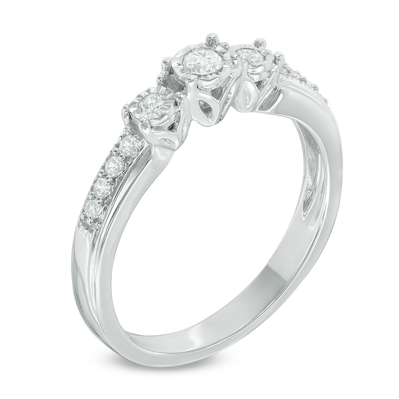 Main Image 2 of 1/5 CT. T.W. Diamond Three Stone Engagement Ring in Sterling Silver