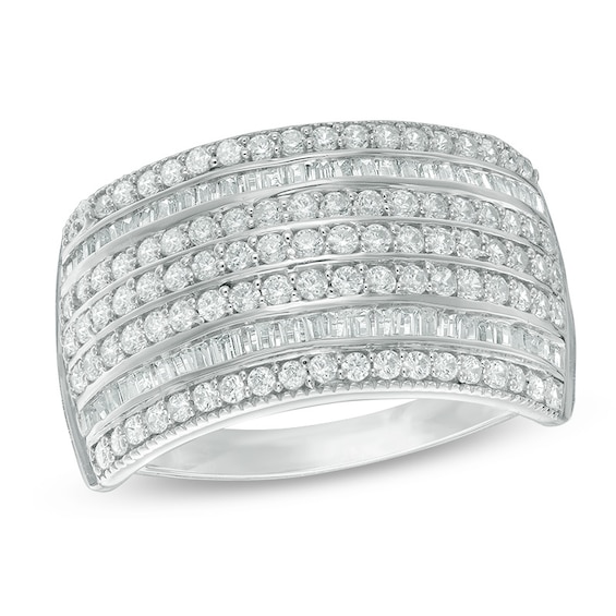 1 CT. T.w. Diamond Seven Row Anniversary Ring in 10K White Gold