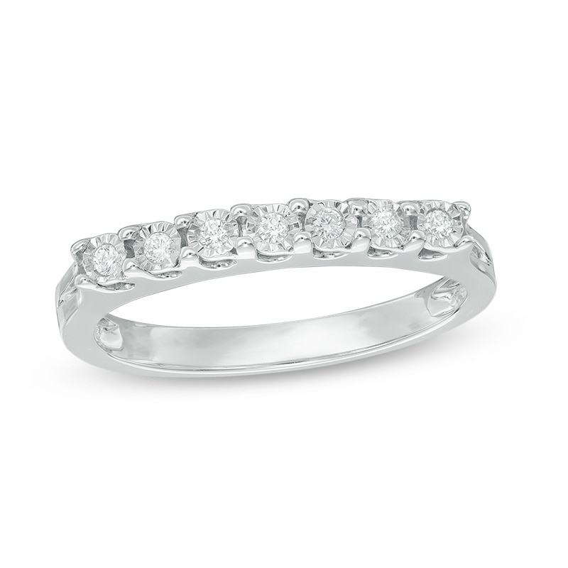 Main Image 1 of 1/10 CT. T.W. Diamond Seven Stone Anniversary Band in Sterling Silver