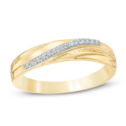 1/15 CT. T.W. Diamond Slant Anniversary Band in 10K Gold