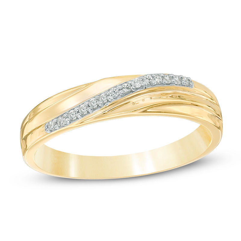 Main Image 1 of 1/15 CT. T.W. Diamond Slant Anniversary Band in 10K Gold