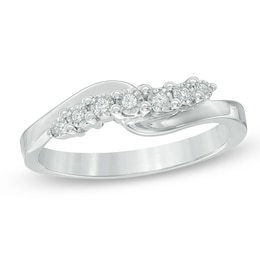 1/20 CT. T.W. Diamond Seven Stone Bypass Anniversary Band in Sterling Silver