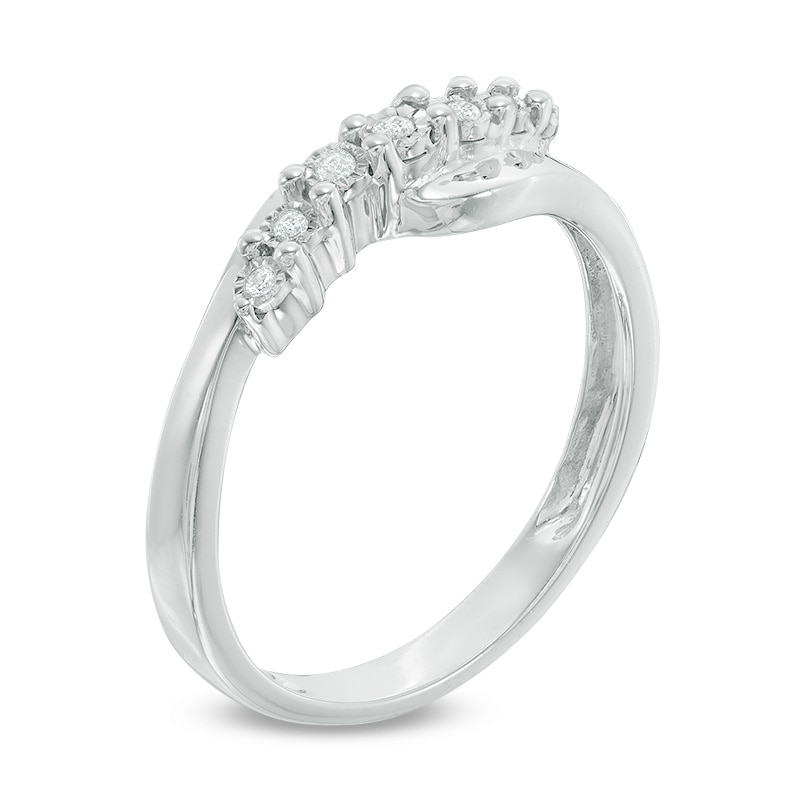 Main Image 2 of 1/20 CT. T.W. Diamond Seven Stone Bypass Anniversary Band in Sterling Silver