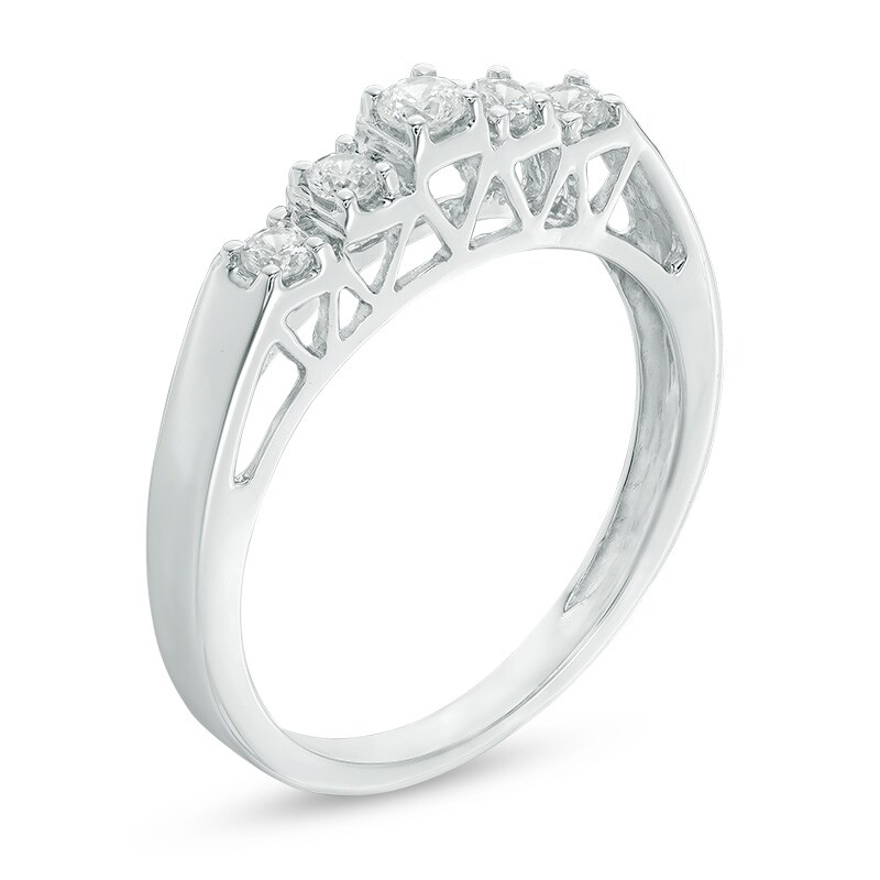 Main Image 2 of 1/4 CT. T.W. Diamond Five Stone Anniversary Band in 10K White Gold