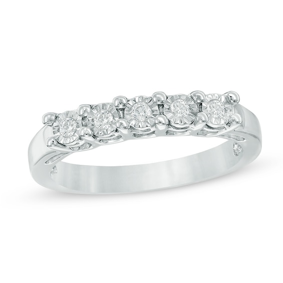 1/10 CT. T.w. Diamond Five Stone Anniversary Band in Sterling Silver