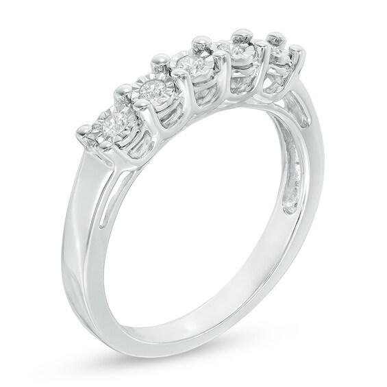 1/10 CT. T.w. Diamond Five Stone Anniversary Band in Sterling Silver