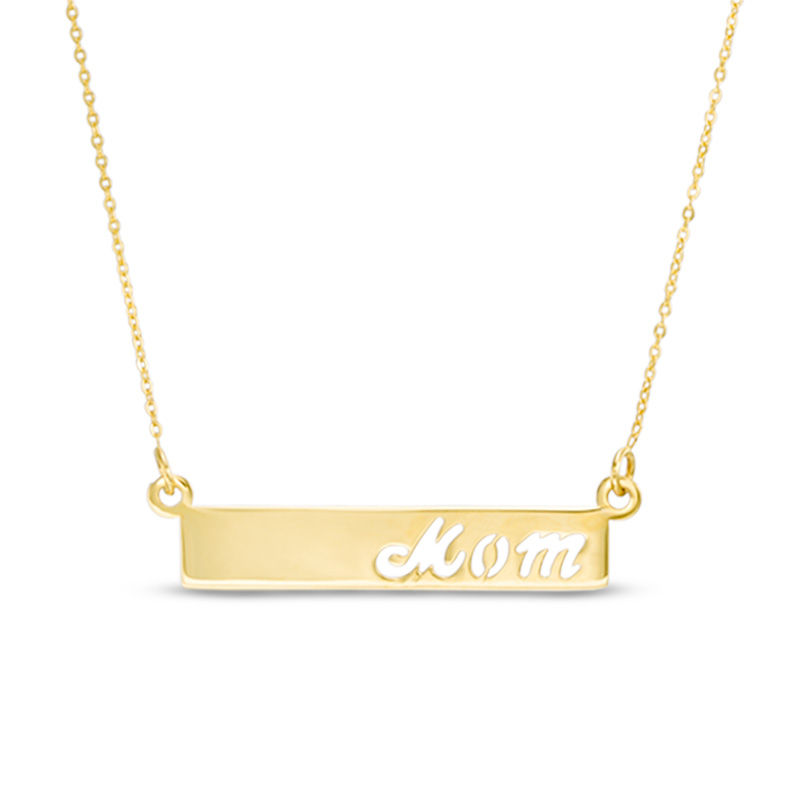 Main Image 1 of "Mom" Cutout Bar Necklace in 10K Gold - 17"