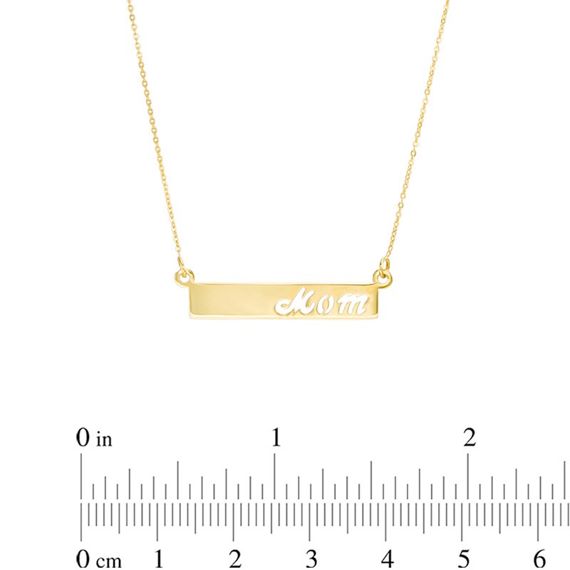 Main Image 2 of "Mom" Cutout Bar Necklace in 10K Gold - 17"