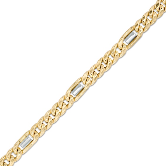 Curb Chain Station Bracelet in 10K Two-Tone Gold - 8.5"