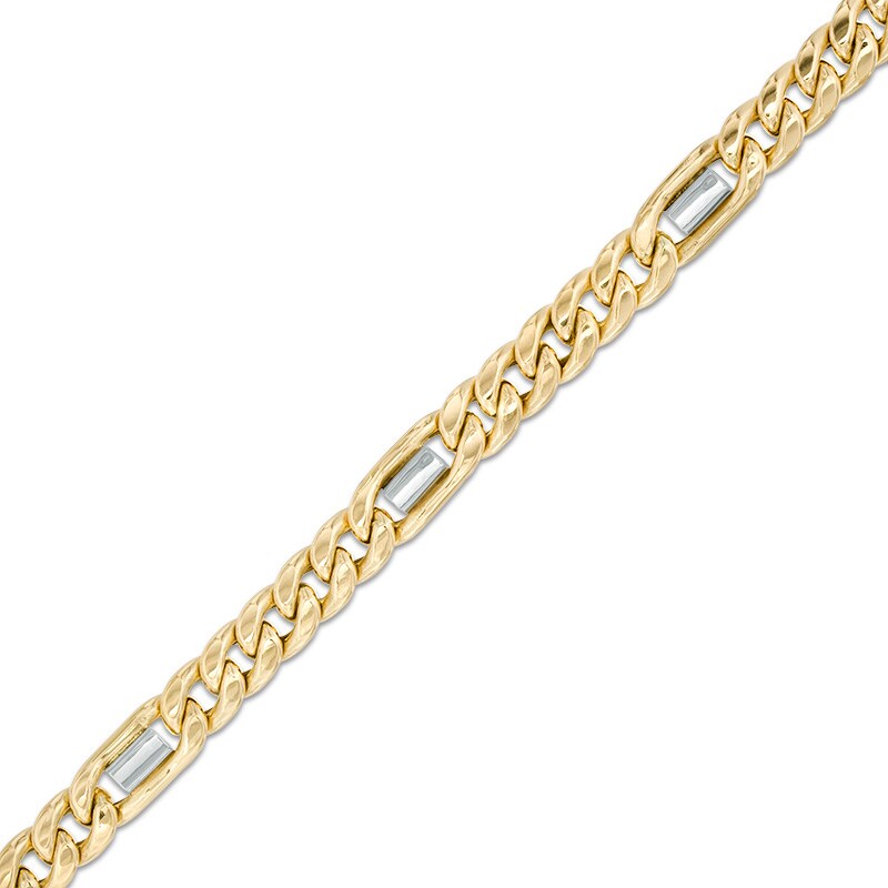 Main Image 1 of Curb Chain Station Bracelet in 10K Two-Tone Gold - 8.5"