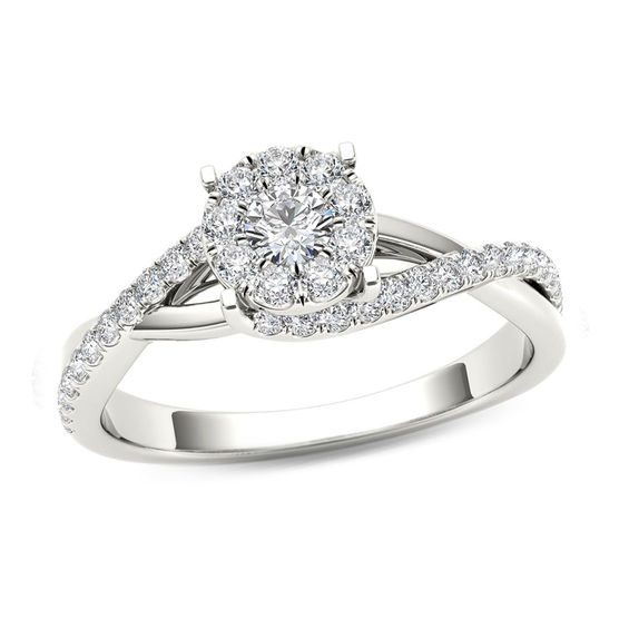 1/2 CT. T.w. Diamond Bypass Engagement Ring in 14K White Gold