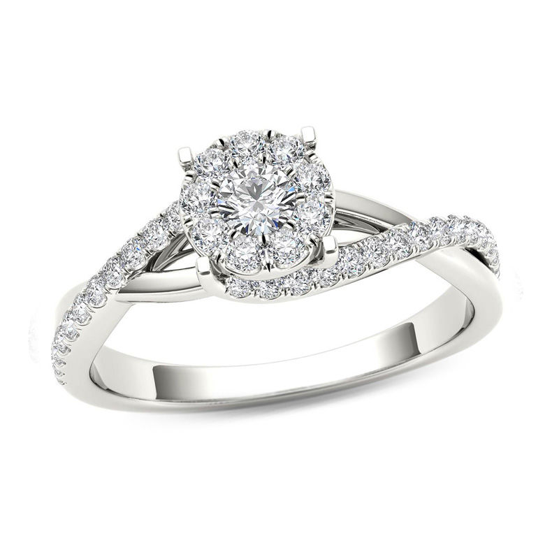 Main Image 1 of 1/2 CT. T.W. Diamond Bypass Engagement Ring in 14K White Gold