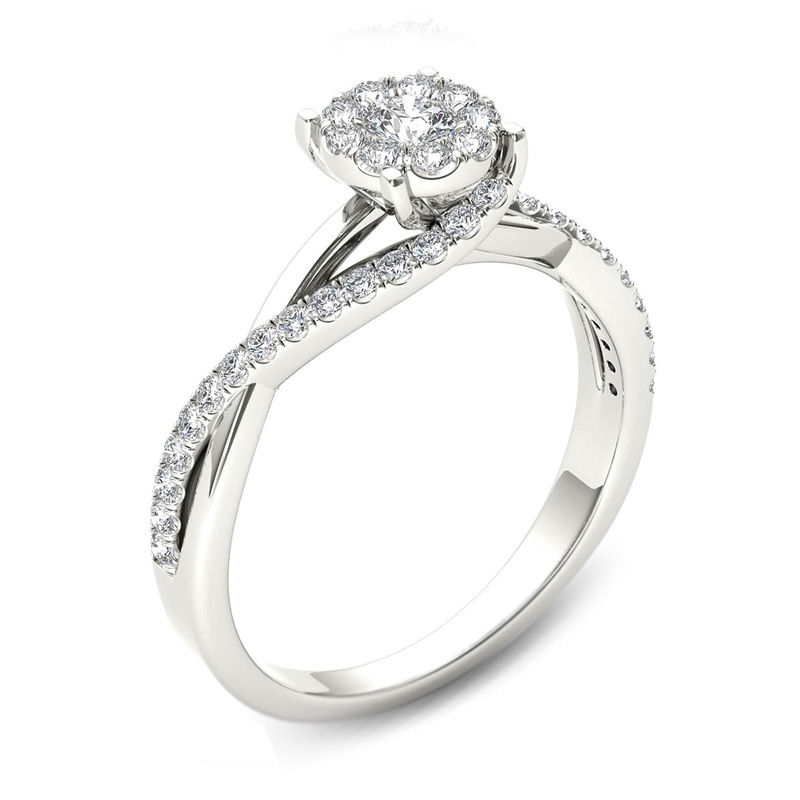 Main Image 2 of 1/2 CT. T.W. Diamond Bypass Engagement Ring in 14K White Gold