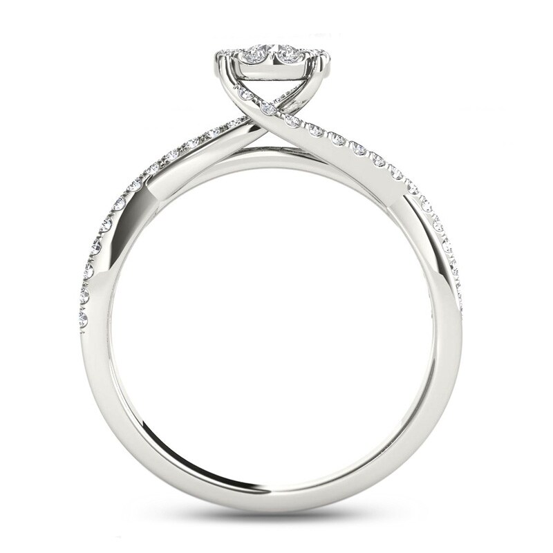 Main Image 3 of 1/2 CT. T.W. Diamond Bypass Engagement Ring in 14K White Gold