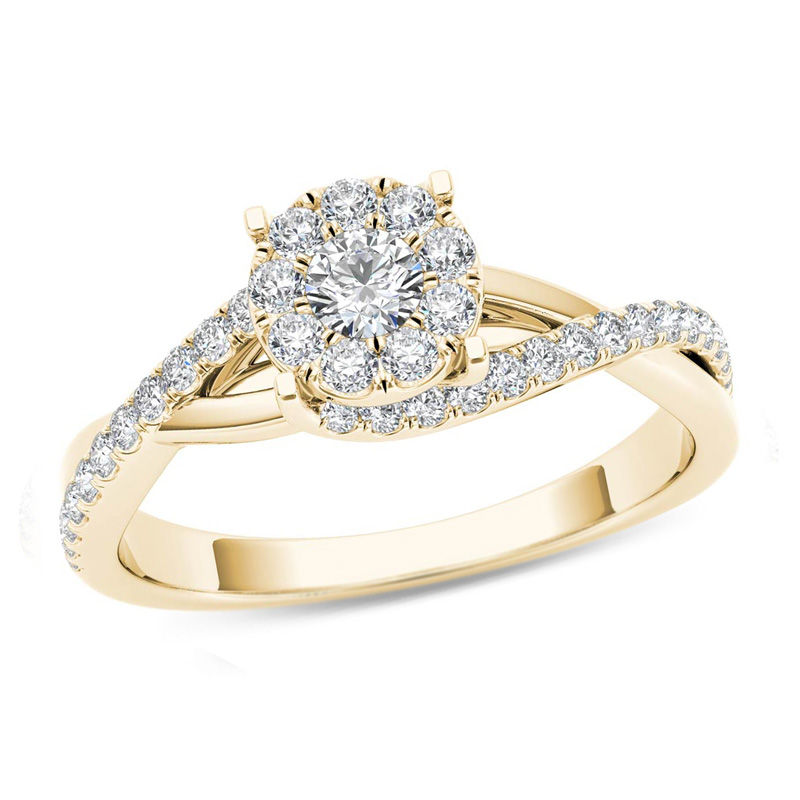 Main Image 1 of 1/2 CT. T.W. Diamond Bypass Engagement Ring in 14K Gold