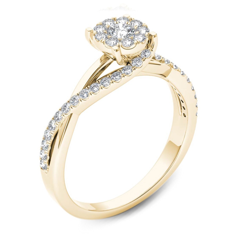 Main Image 2 of 1/2 CT. T.W. Diamond Bypass Engagement Ring in 14K Gold