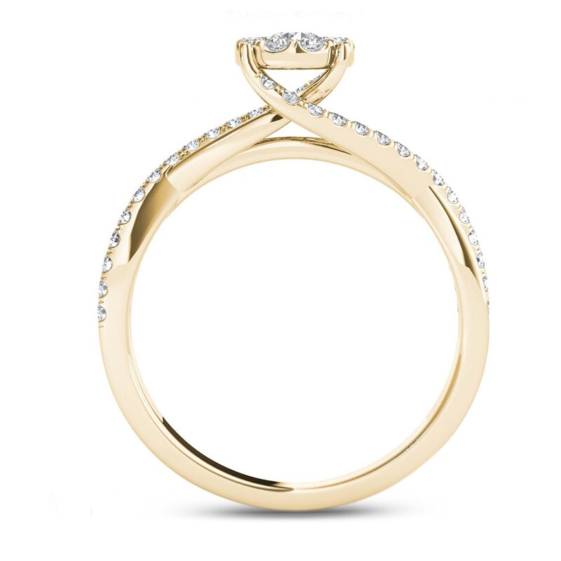 Main Image 3 of 1/2 CT. T.W. Diamond Bypass Engagement Ring in 14K Gold