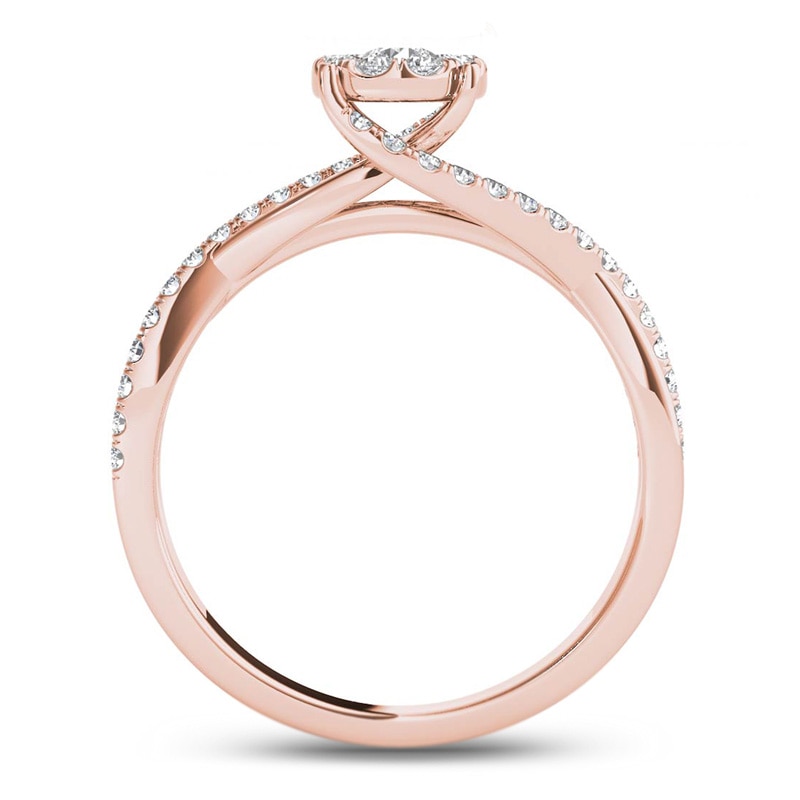 Main Image 3 of 1/2 CT. T.W. Diamond Bypass Engagement Ring in 14K Rose Gold