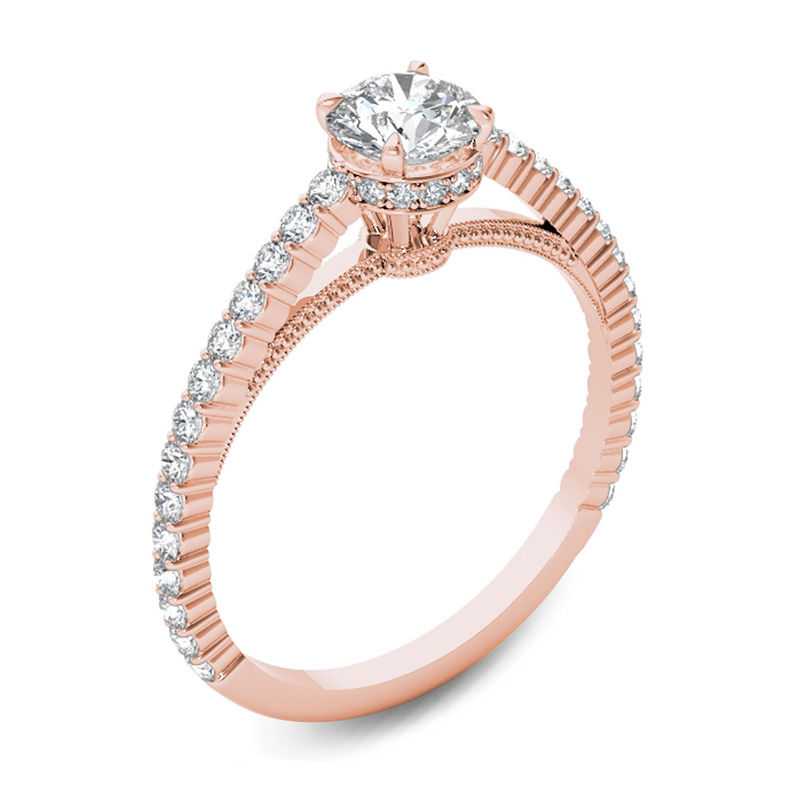 3/4 CT. T.W. Diamond Etched Engagement Ring in 14K Rose Gold