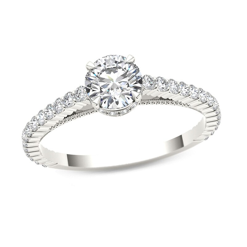 3/4 CT. T.W. Diamond Etched Engagement Ring in 14K White Gold