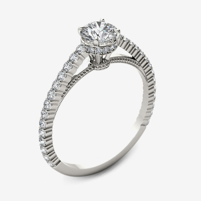3/4 CT. T.W. Diamond Etched Engagement Ring in 14K White Gold