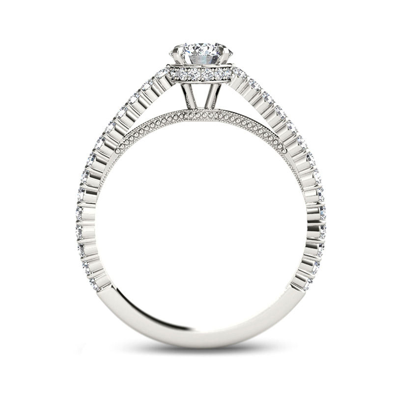 3/4 CT. T.W. Diamond Etched Engagement Ring in 14K White Gold