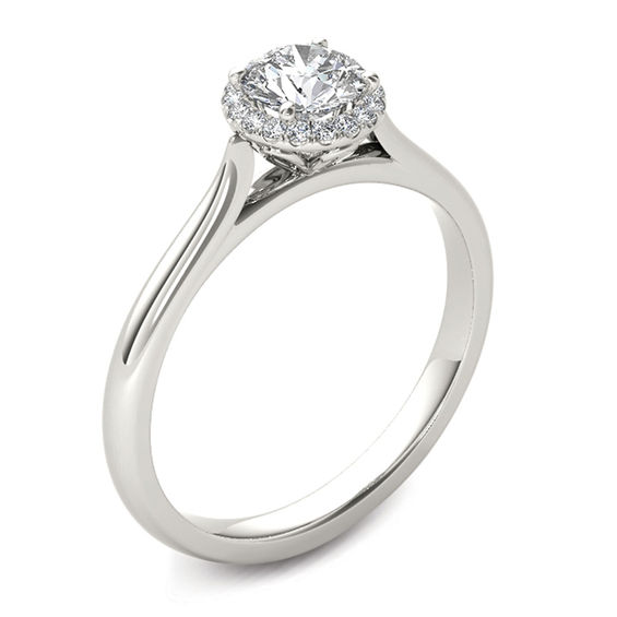 1/2 CT. T.w. Diamond Frame Engagement Ring in 14K White Gold