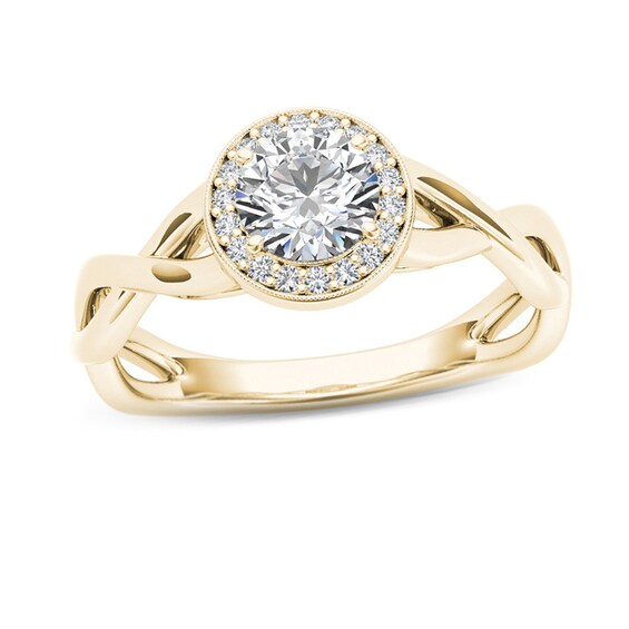 1/2 CT. T.W. Diamond Frame Twist Shank Engagement Ring in 14K Gold 1/2 CT. T.W. Diamond Frame Twist Shank Engagement Ring in 14K Gold