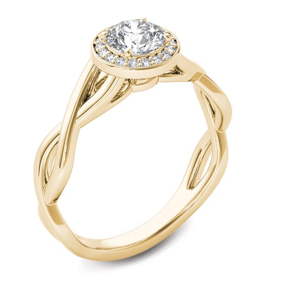 1/2 CT. T.W. Diamond Frame Twist Shank Engagement Ring in 14K Gold 1/2 CT. T.W. Diamond Frame Twist Shank Engagement Ring in 14K Gold