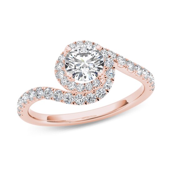3/4 CT. T.W. Diamond Swirl Frame Bypass Engagement Ring in 14K Rose Gold 3/4 CT. T.W. Diamond Swirl Frame Bypass Engagement Ring in 14K Rose Gold