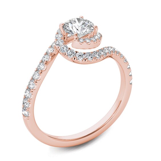 3/4 CT. T.W. Diamond Swirl Frame Bypass Engagement Ring in 14K Rose Gold 3/4 CT. T.W. Diamond Swirl Frame Bypass Engagement Ring in 14K Rose Gold