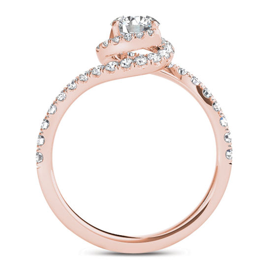 3/4 CT. T.W. Diamond Swirl Frame Bypass Engagemen 3/4 CT. T.W. Diamond Swirl Frame Bypass Engagement Ring in 14K Rose Gold