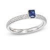 Thumbnail Image 0 of Stackable Expressions™ Emerald-Cut Lab-Created Sapphire Quilted Ring in Sterling Silver