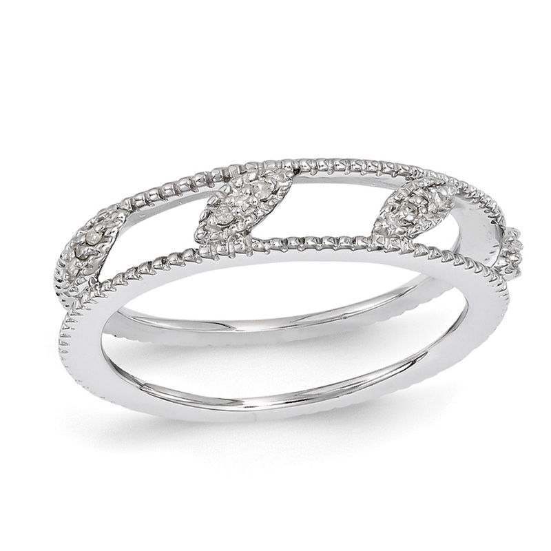 Stackable Expressions™ Diamond Accent Slant Marquise Jacket Ring in Sterling Silver