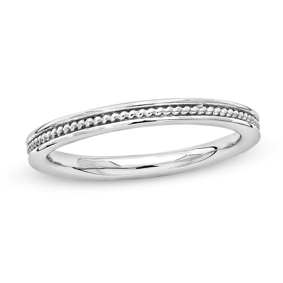 Stackable Expressionsâ¢ 2.0mm Textured Inlay Band in Sterling Silver