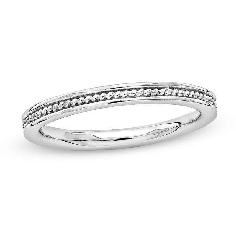 Main Image 1 of Stackable Expressions™ 2.0mm Textured Inlay Band in Sterling Silver