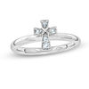 Thumbnail Image 0 of Stackable Expressions™ Aquamarine Cross Ring in Sterling Silver