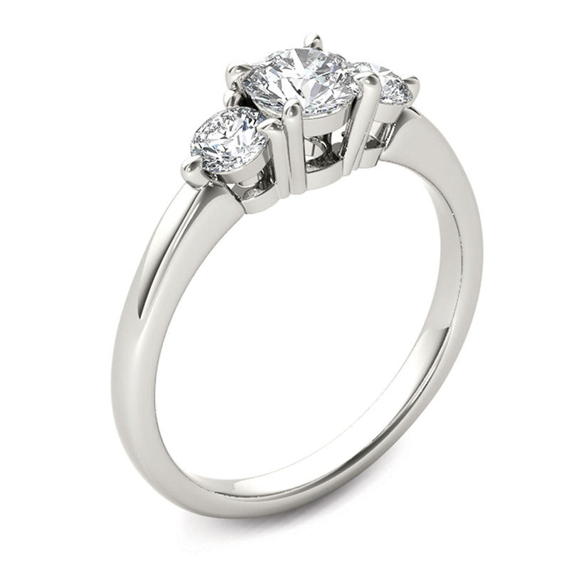 Main Image 2 of 3/4 CT. T.W. Diamond Three Stone Engagement Ring in 14K White Gold