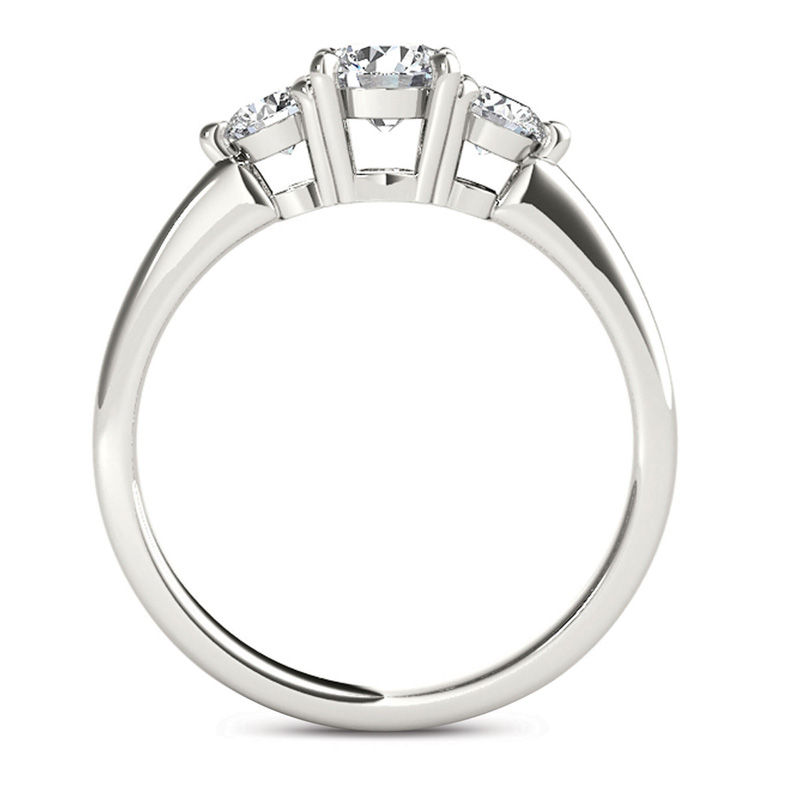 Main Image 3 of 3/4 CT. T.W. Diamond Three Stone Engagement Ring in 14K White Gold