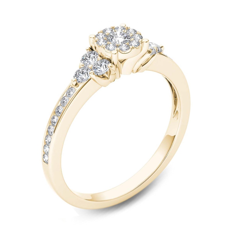 Main Image 2 of 1/2 CT. T.W. Composite Diamond Tri-Sides Engagement Ring in 14K Gold