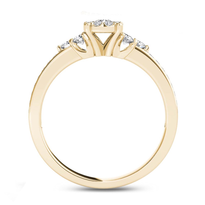Main Image 3 of 1/2 CT. T.W. Composite Diamond Tri-Sides Engagement Ring in 14K Gold