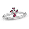 Thumbnail Image 0 of Stackable Expressions™ Lab-Created Ruby Cross Ring in Sterling Silver